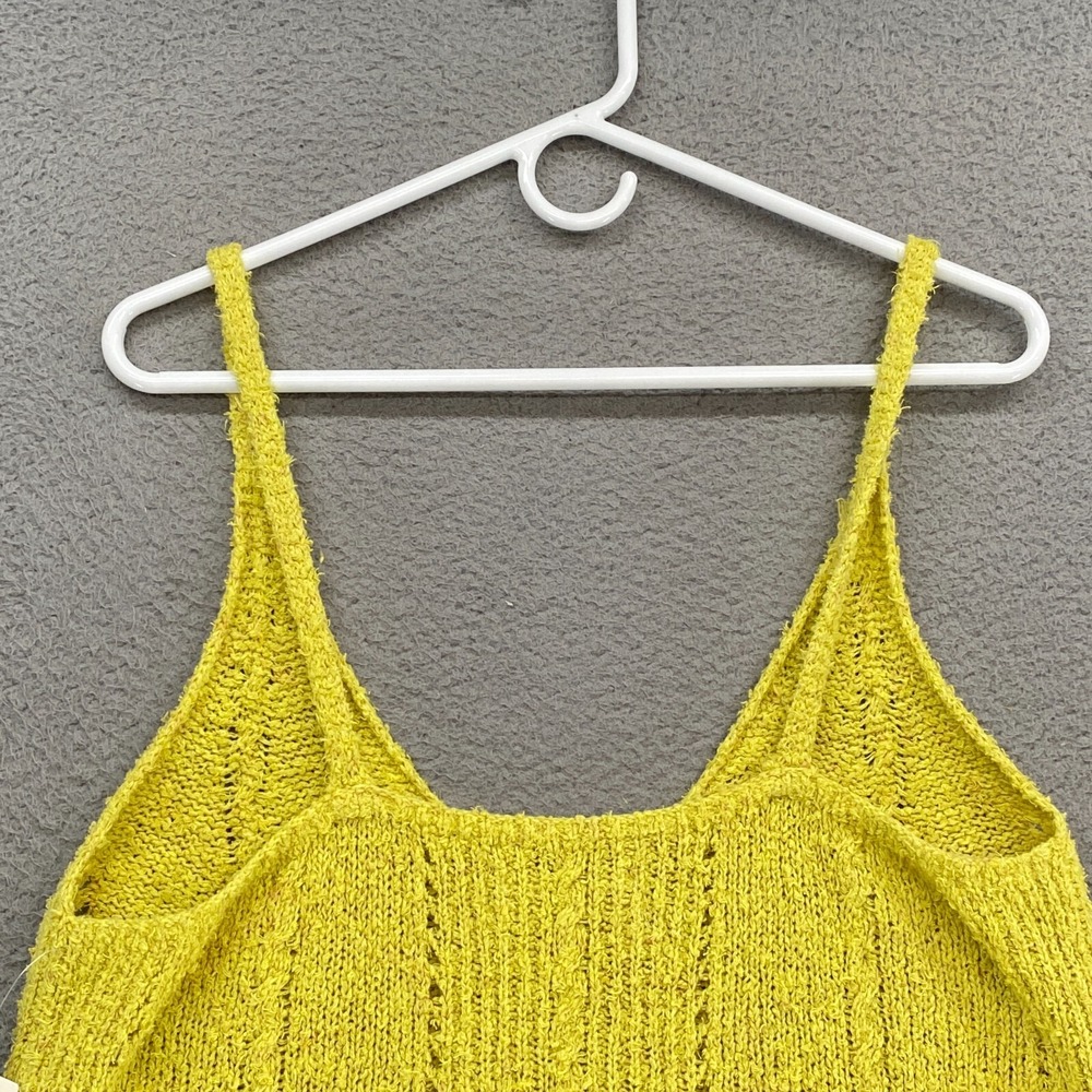 Anthropologie Sweater Tank Womens Small Pointelle Knit Oversized Yellow Beachy - Picture 10 of 13